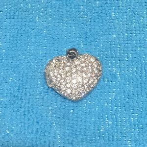 Heart locket silver rhinestone necklace